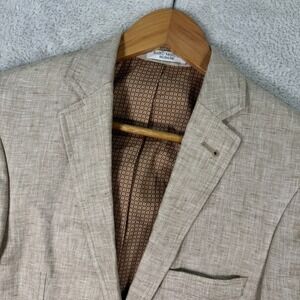 Murano Baird McNutt Blazer Jacket Men Small Beige Linen Single Breasted Slim Fit
